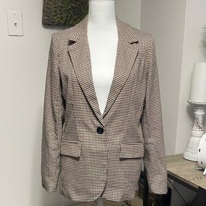 SO Women's Checkered Blazer - Black and Brown